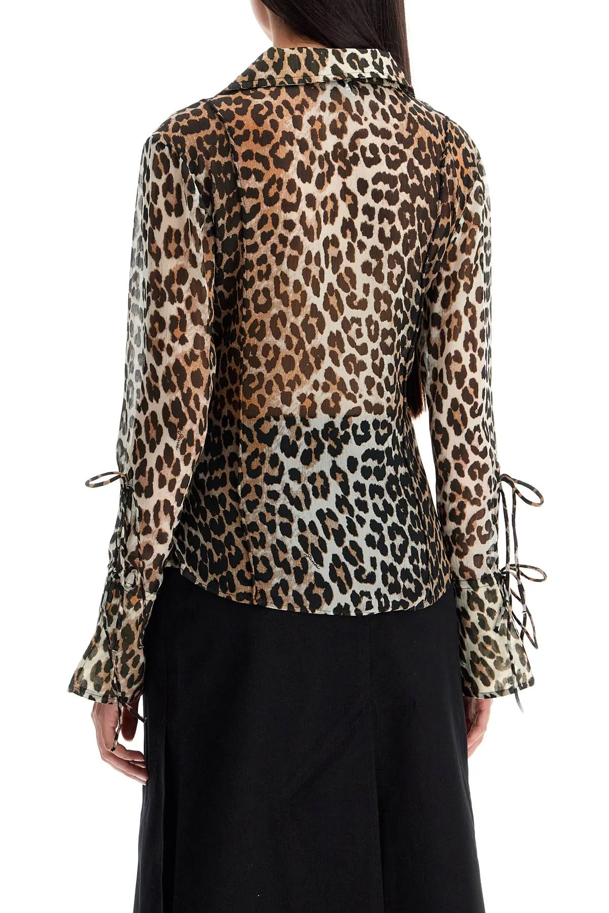 Ganni Leopard Print Chiffon Blouse