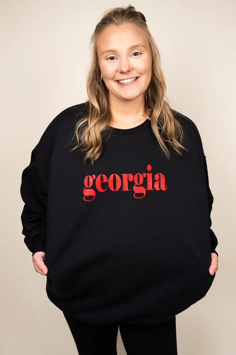 Georgia Textured Vinyl Unisex Fleece Crew