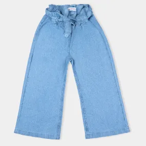 Girls Denim Pant Paper bag-LIGHT BLUE