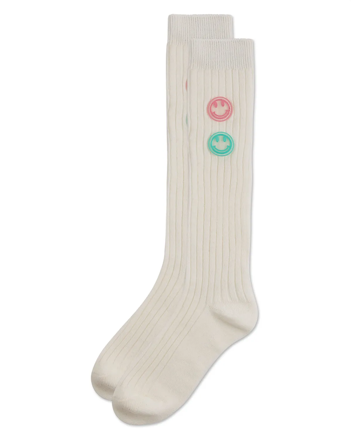 Girls "Rubber Smiley Face" Cotton Rich Knee Sock