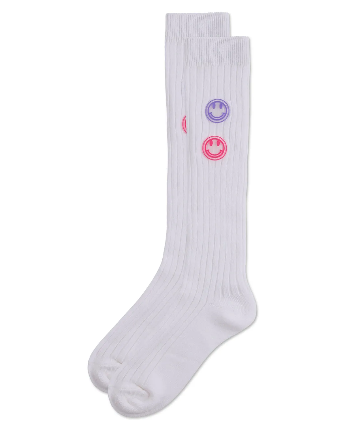 Girls "Rubber Smiley Face" Cotton Rich Knee Sock