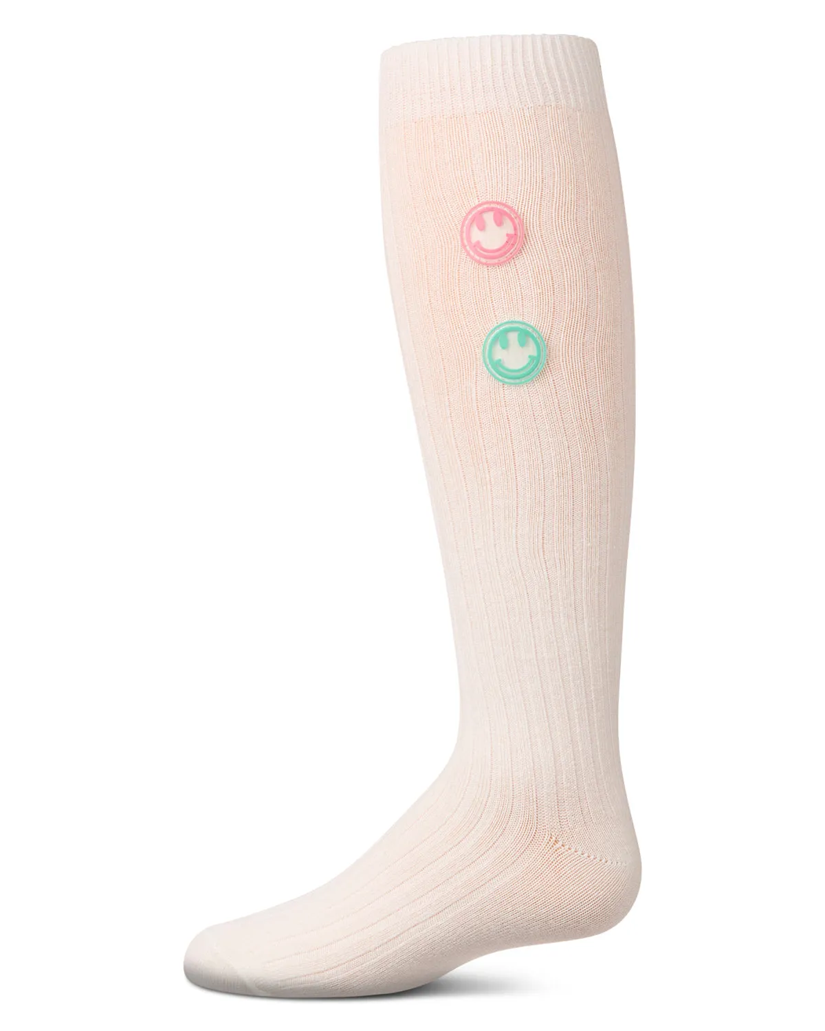 Girls "Rubber Smiley Face" Cotton Rich Knee Sock