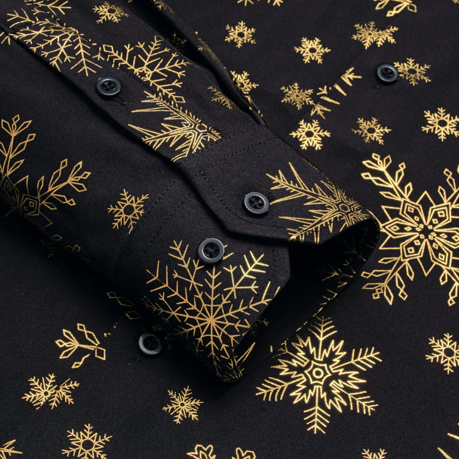 Golden Snowflake Men Long Sleeve Shirt Christmas