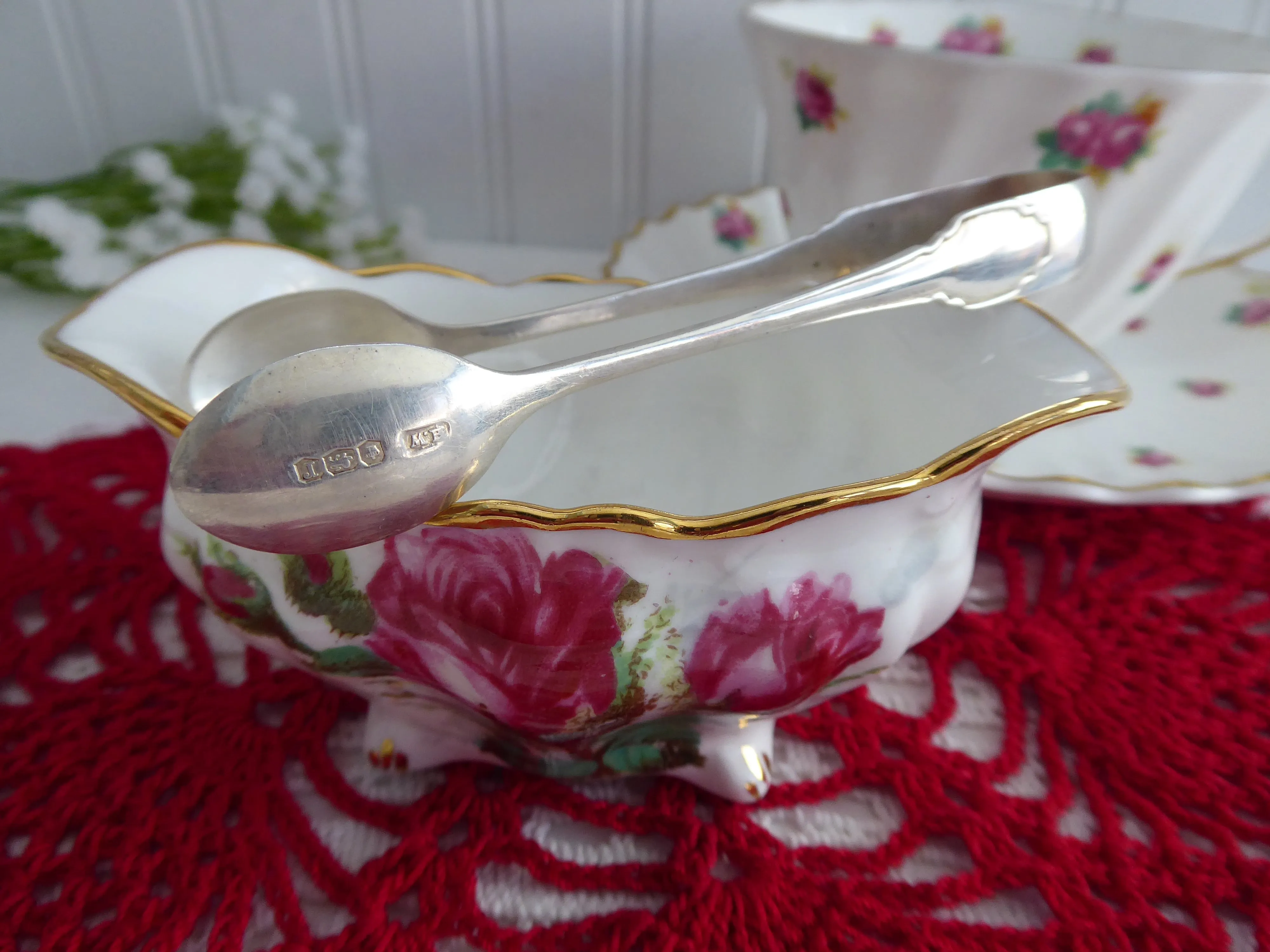 Hallmarked Silver Sugar Tongs England 1934 Henry Wigfull Sheffield Spoon Ends