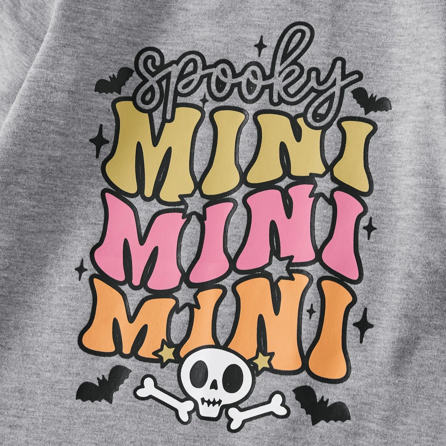 Halloween Family Matching Solid Letter Print Tops