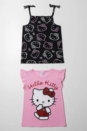 Hello Kitty 2 Pack T-Shirts Black And Pink