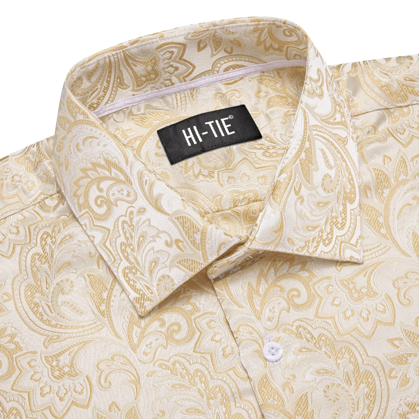 Hi-Tie Long Sleeve Shirt Champagne Paisley Winsdor Collar Men's Shirt