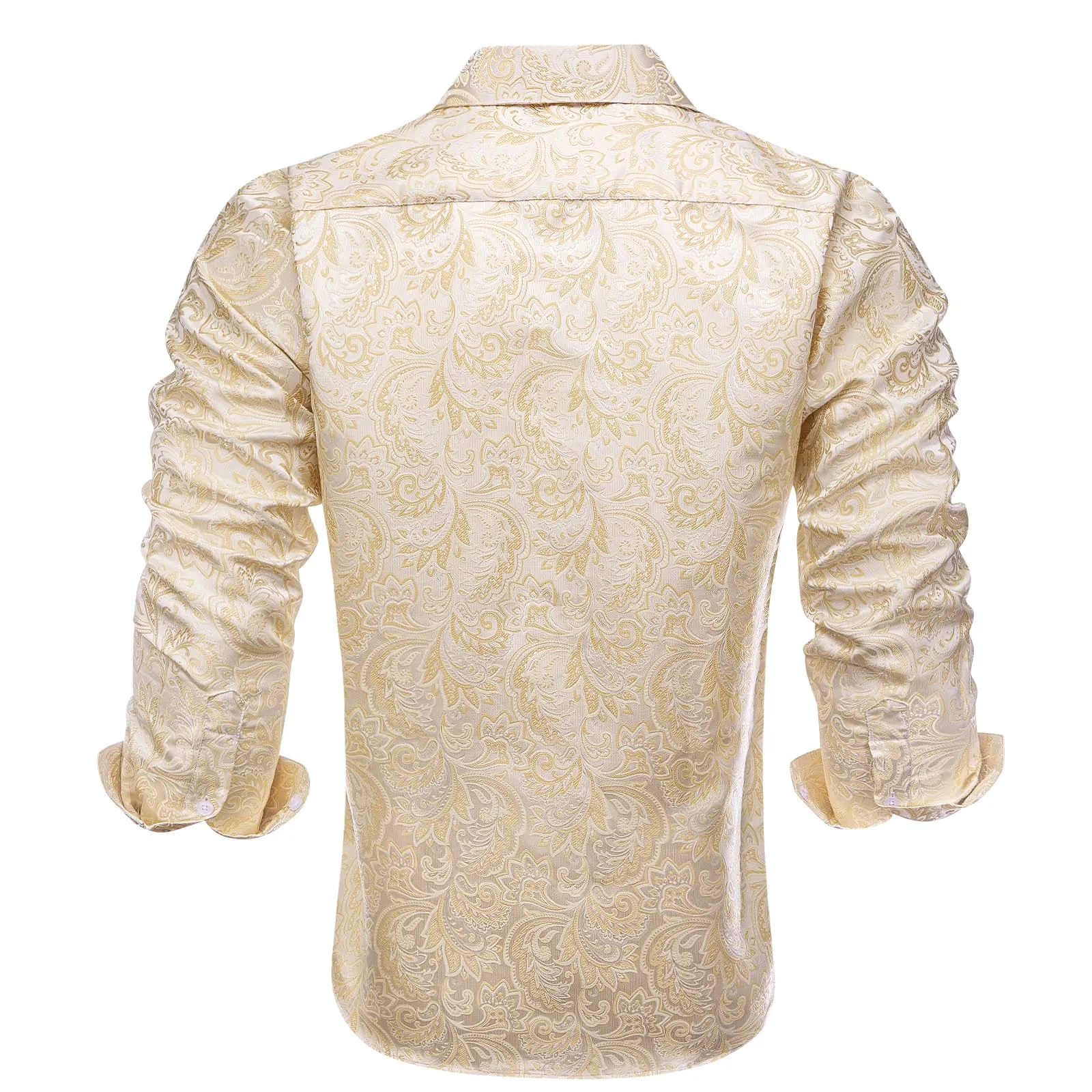 Hi-Tie Long Sleeve Shirt Champagne Paisley Winsdor Collar Men's Shirt