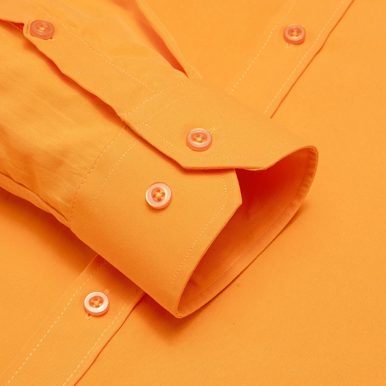 Hi-Tie Long Sleeve Shirt Pumpkin Orange Solid Spring Mens Dress Shirt