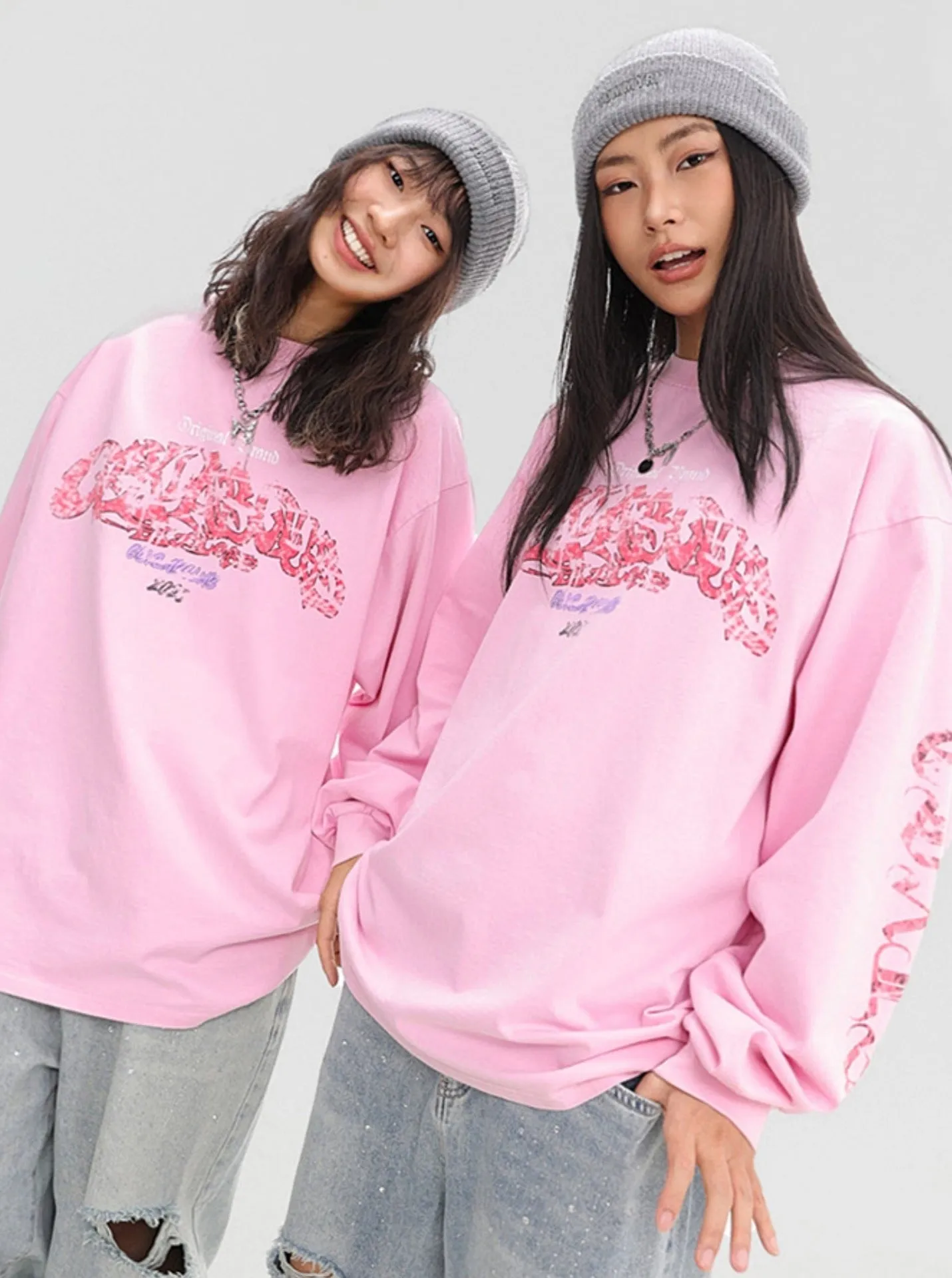 Hip Hop Trendy Brand Pink Sweatshirt