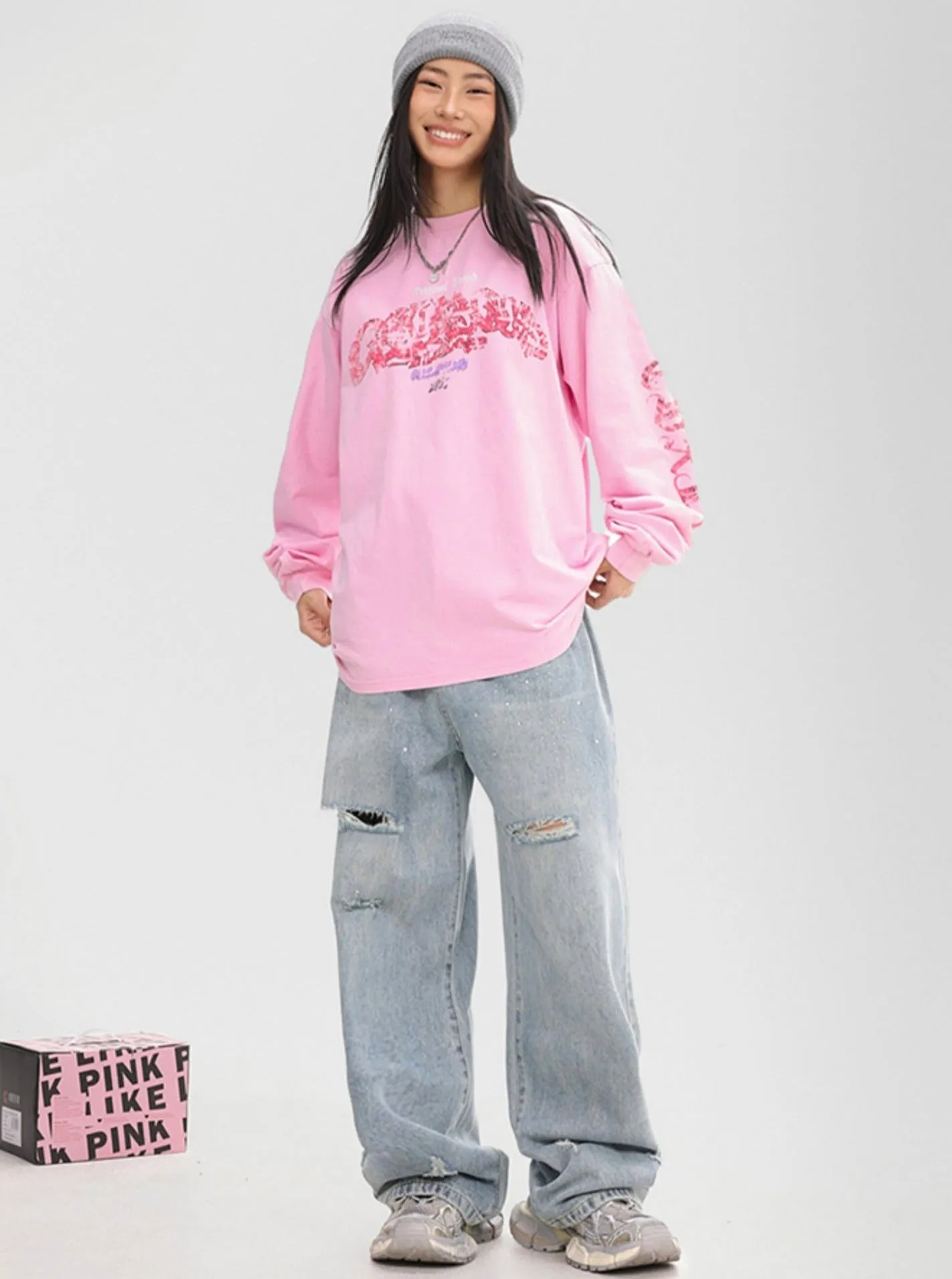 Hip Hop Trendy Brand Pink Sweatshirt