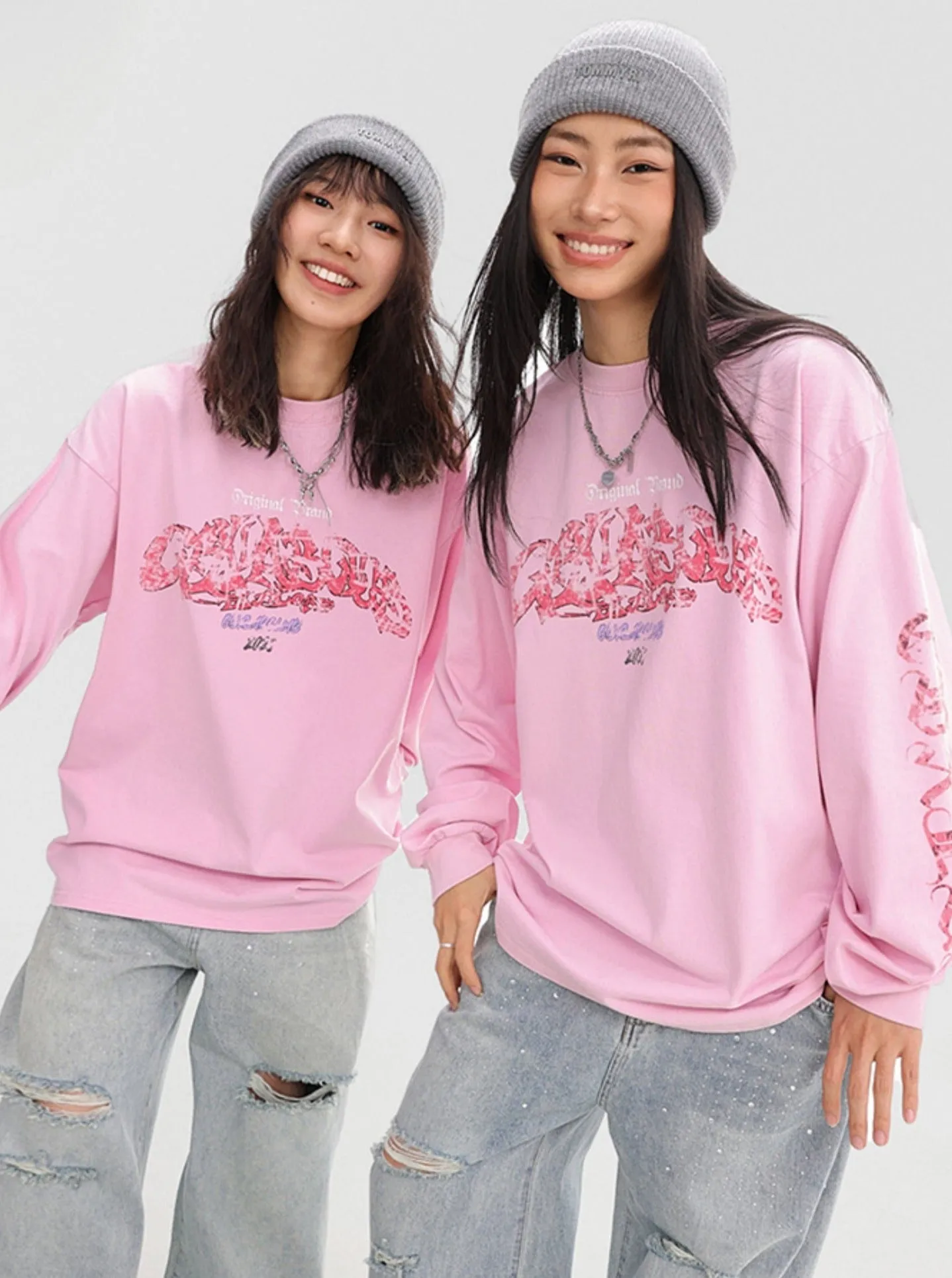 Hip Hop Trendy Brand Pink Sweatshirt