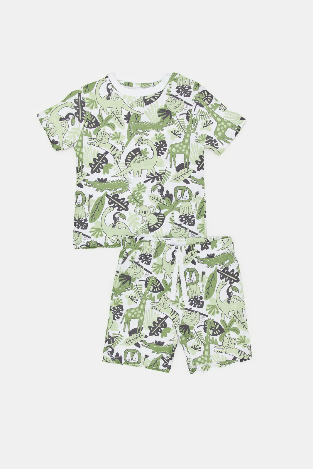 Infant Boys Charcoal And White Printed Pyjama Set (4 Piece)