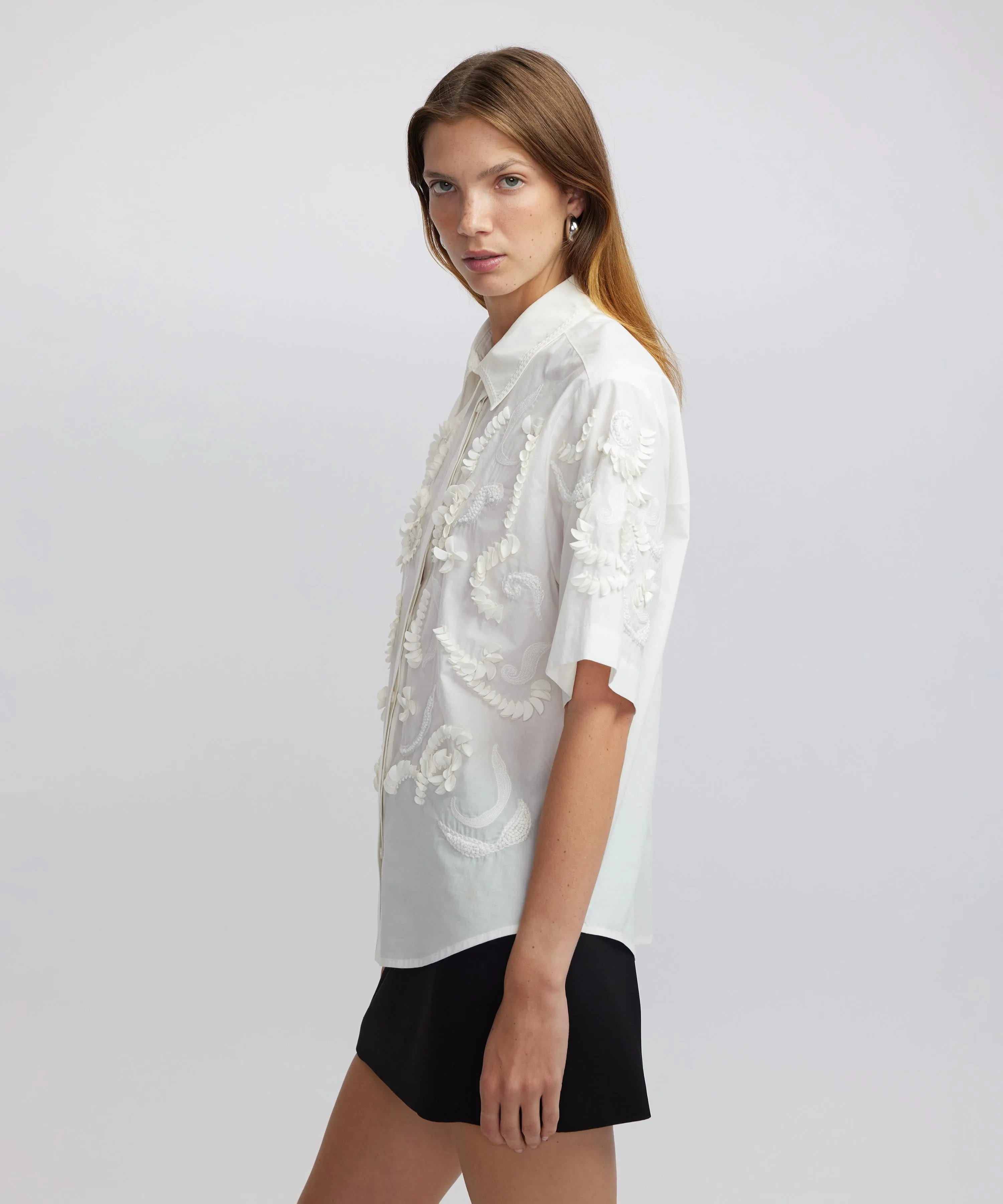 Ipekyol Embroidered Poplin Shirt White