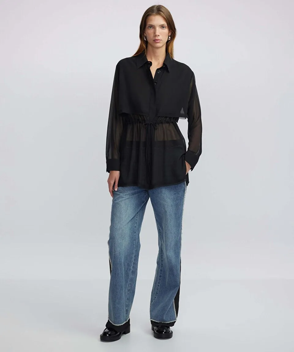 Ipekyol Tulle Mix Shirt Black