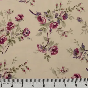 Ivory Violet Large Floral Cotton Print