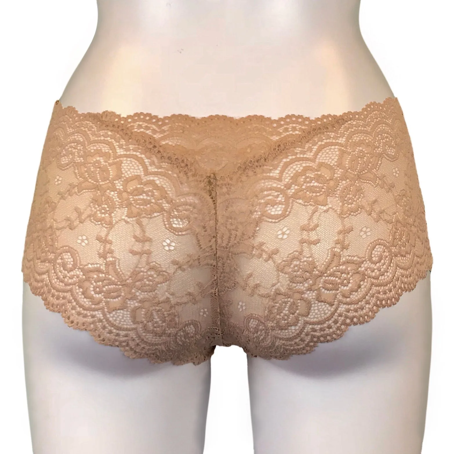 Jacquard Rose Lace Classic Knicker - Honey