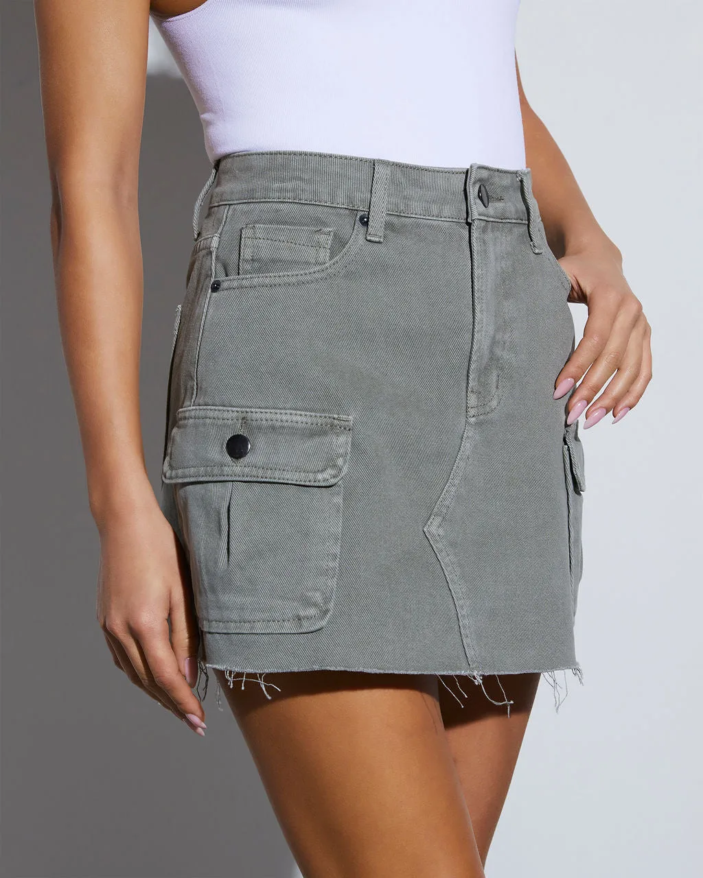 Jayda Denim Cargo Mini Skirt