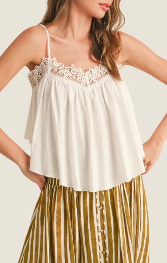 Joy White Lace Trim Camisole