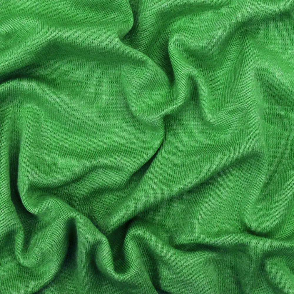 Kelly Green Slub Stretch Polyester 1X1 Rib Knit Fabric