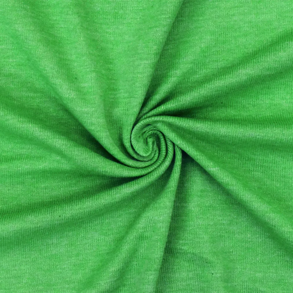 Kelly Green Slub Stretch Polyester 1X1 Rib Knit Fabric