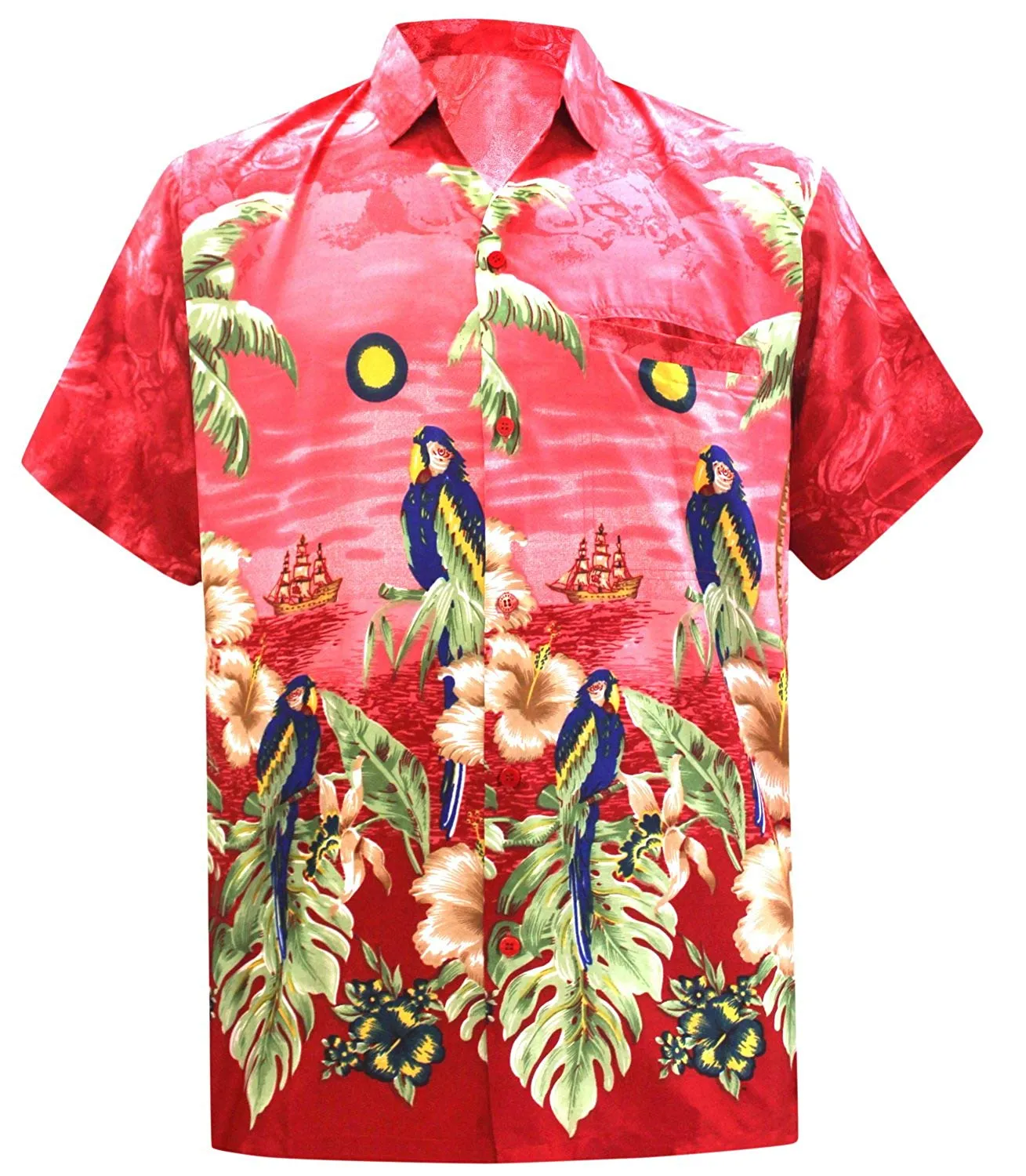 LA LEELA Men's Aloha Hawaiian Shirt Short Sleeve Button Down Casual Beach Party Hawaii printed