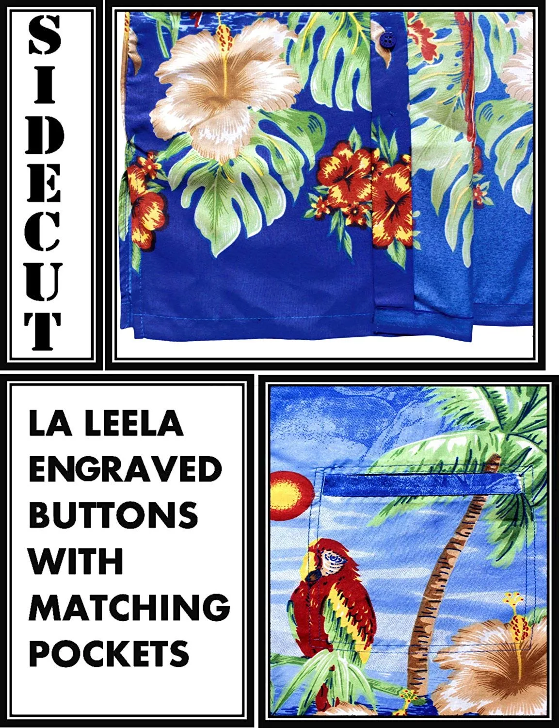 LA LEELA Men's Aloha Hawaiian Shirt Short Sleeve Button Down Casual Beach Party Hawaii printed