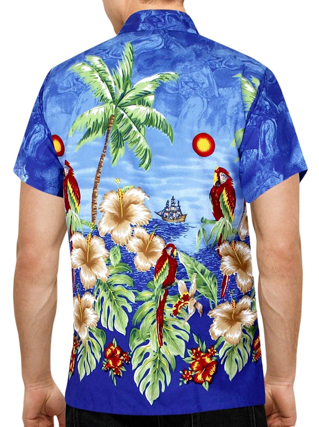 LA LEELA Men's Aloha Hawaiian Shirt Short Sleeve Button Down Casual Beach Party Hawaii printed