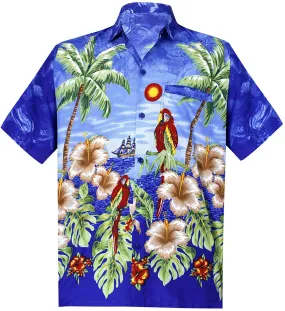 LA LEELA Men's Aloha Hawaiian Shirt Short Sleeve Button Down Casual Beach Party Hawaii printed