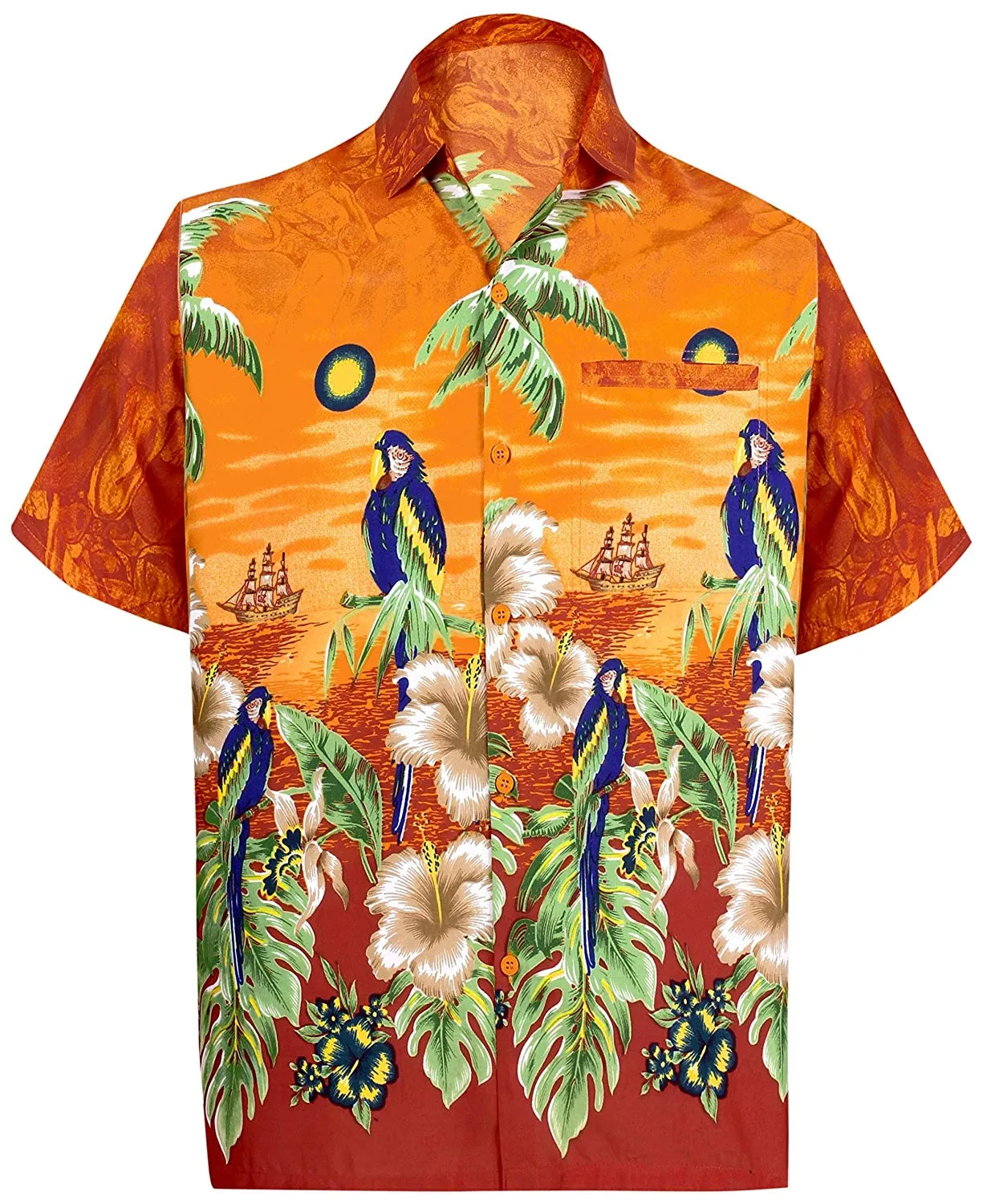 LA LEELA Men's Aloha Hawaiian Shirt Short Sleeve Button Down Casual Beach Party Hawaii printed