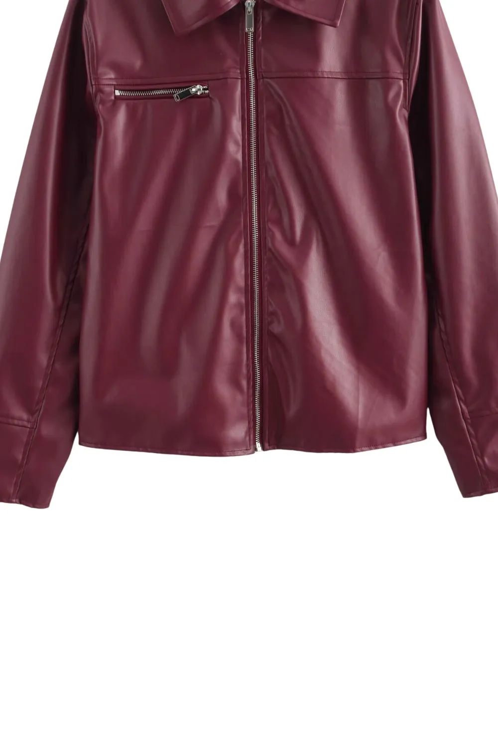 'Leah' Versatile Zippered Leather Jacket Coat