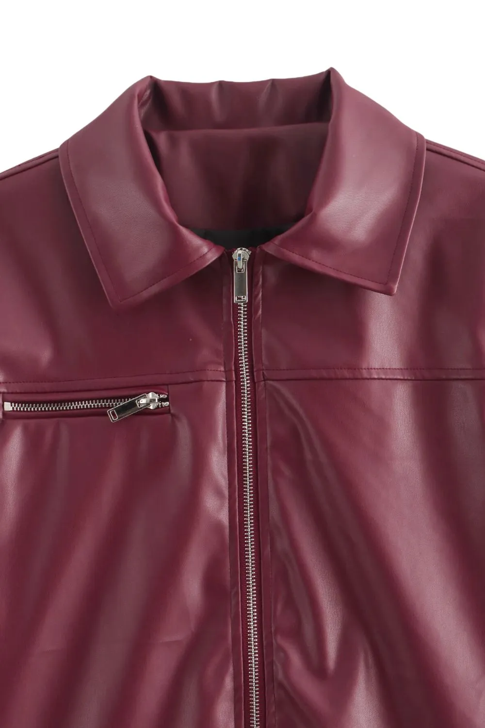 'Leah' Versatile Zippered Leather Jacket Coat