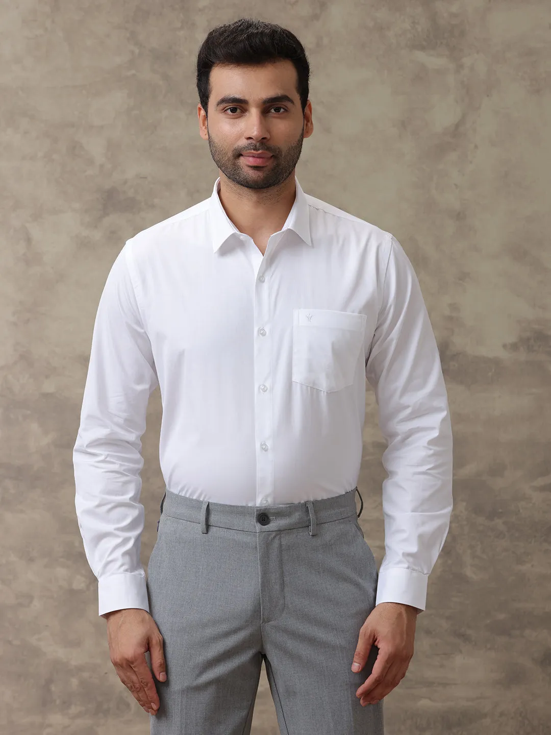 Men Cotton Rich Wrinkle Free White Shirt Rubio