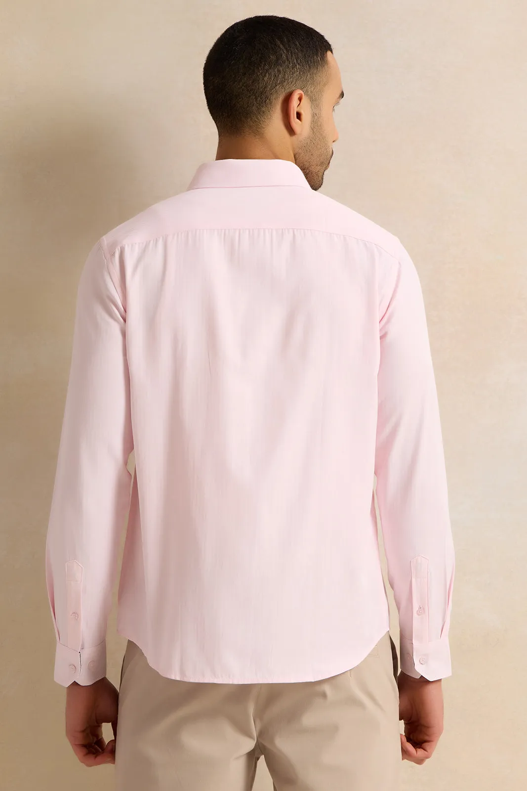 Men Pink Plain Shirt