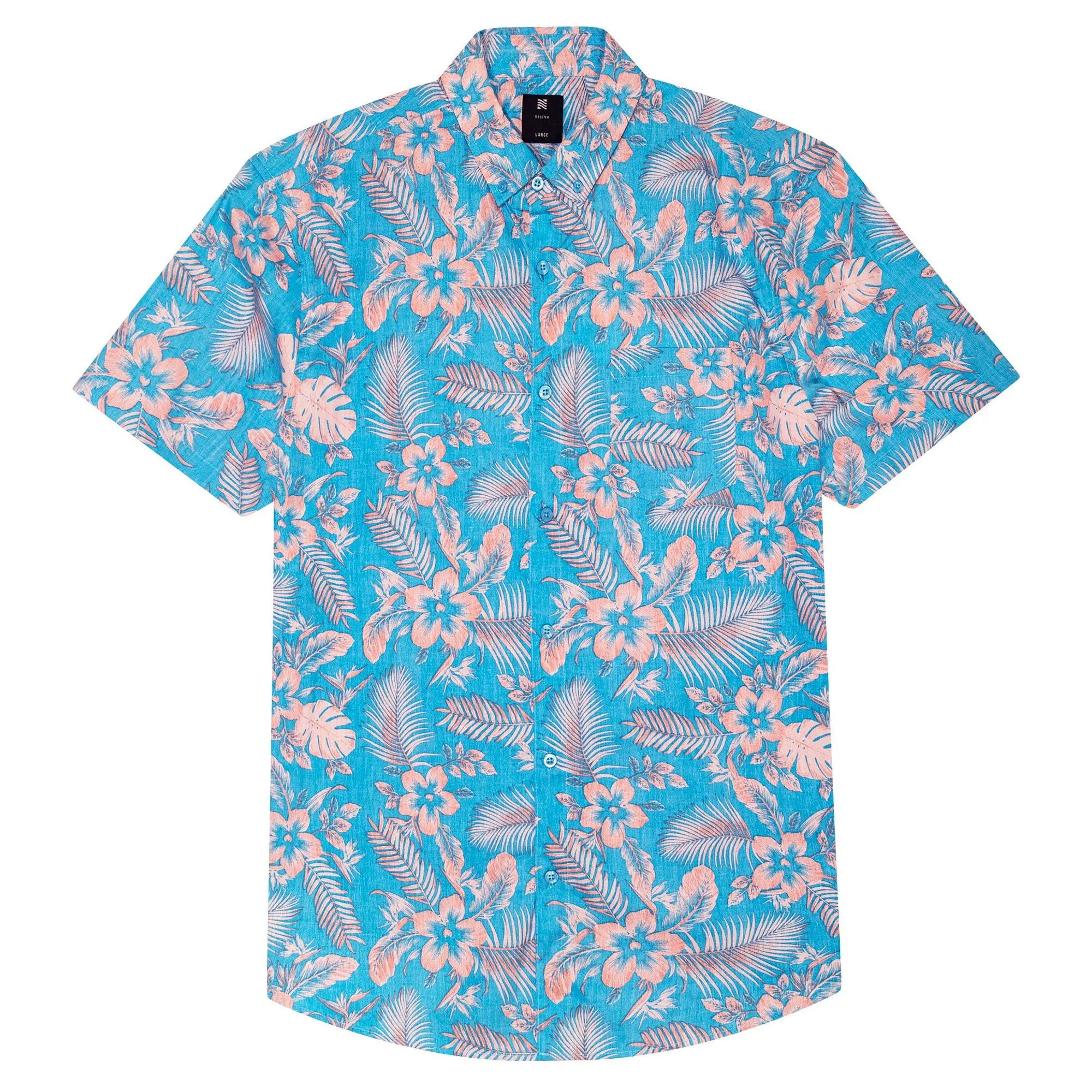 Mens Button Down Shirt - Pink Hawaiian