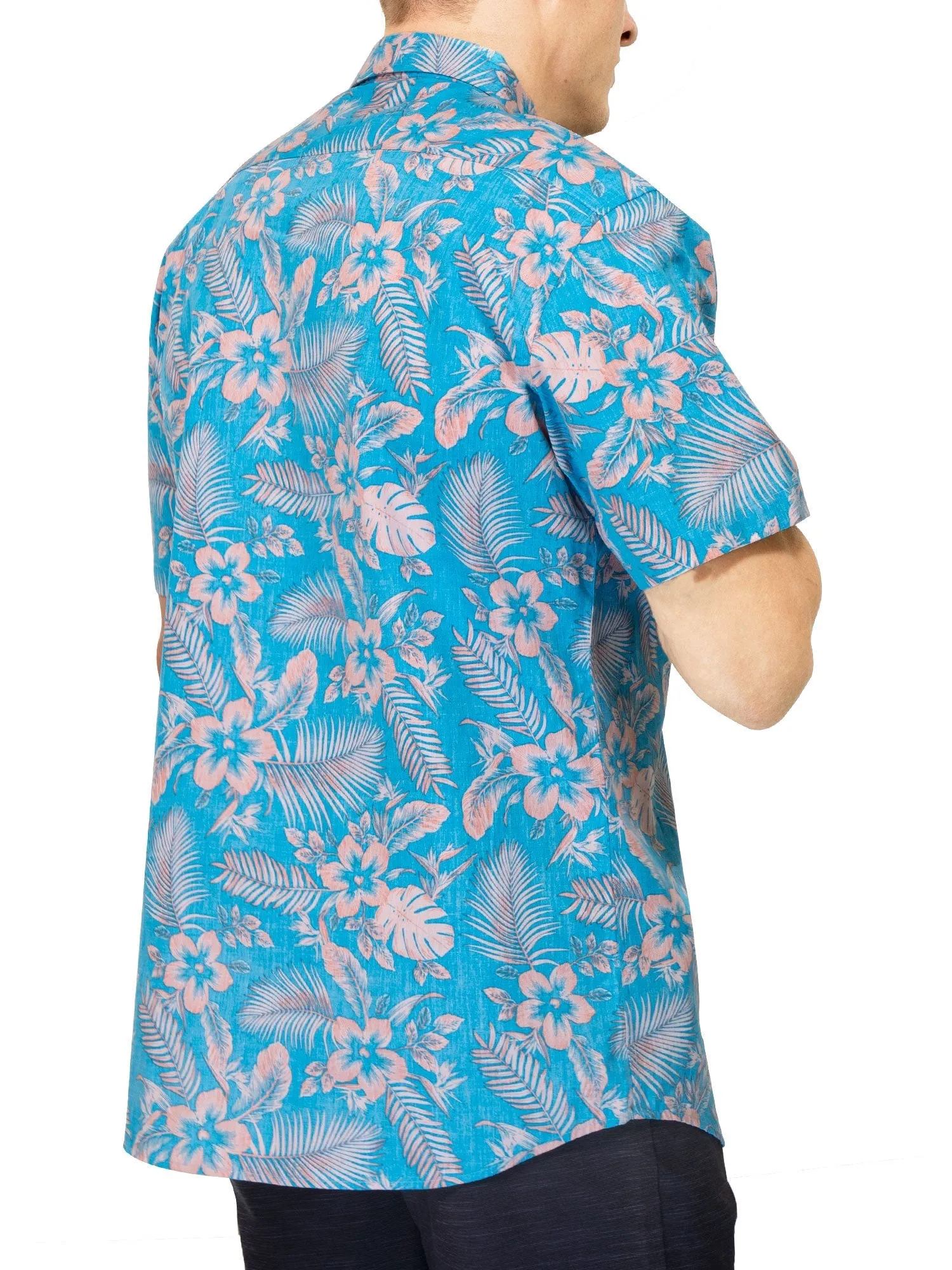 Mens Button Down Shirt - Pink Hawaiian