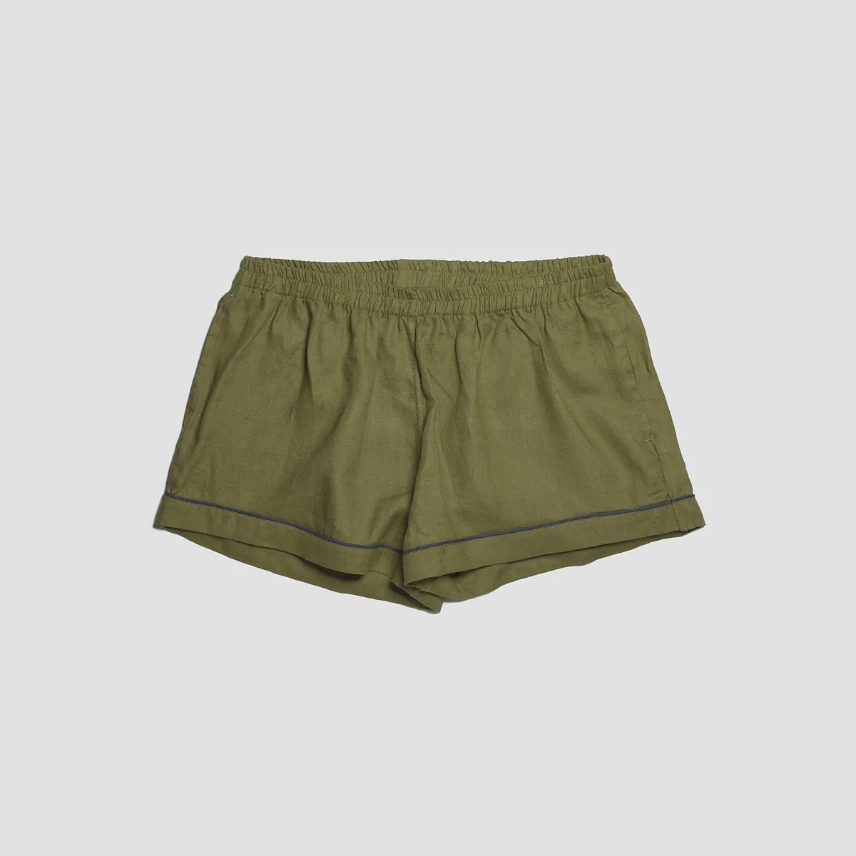 Moss Plain Linen Pajama Shorts