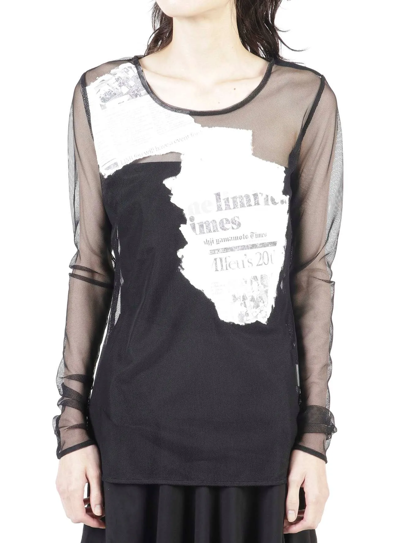 Newspaper Print Tight Long Sleeve T