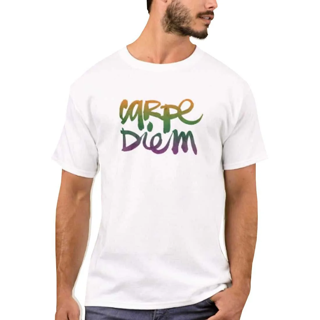 Nutcase Designer Round Neck Men's T-Shirt Wrinkle-Free Poly Cotton Tees - Carpe Diem