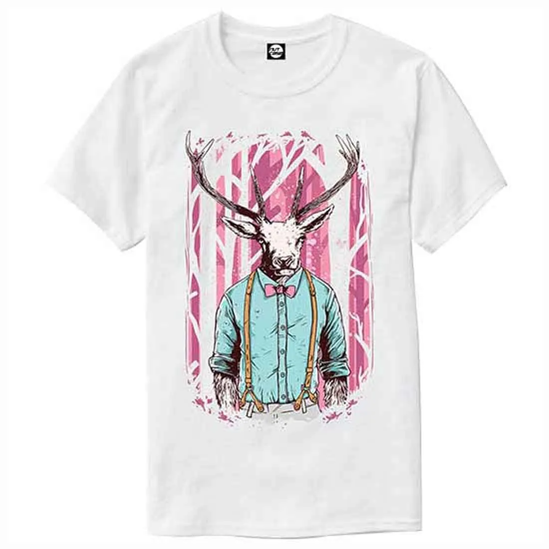 Nutcase Designer Round Neck Men's T-Shirt Wrinkle-Free Poly Cotton Tees - Hipster Moose