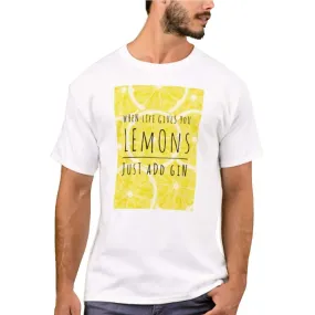 Nutcase Designer Round Neck Men's T-Shirt Wrinkle-Free Poly Cotton Tees - Lemons Just Add Gin