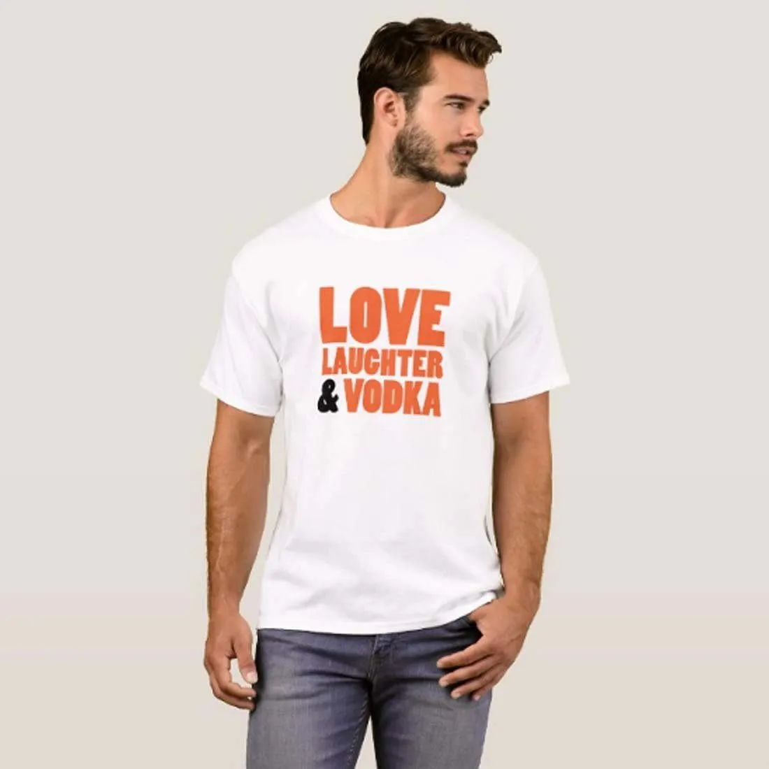 Nutcase Designer Round Neck Men's T-Shirt Wrinkle-Free Poly Cotton Tees - Live Laughter and Vodka