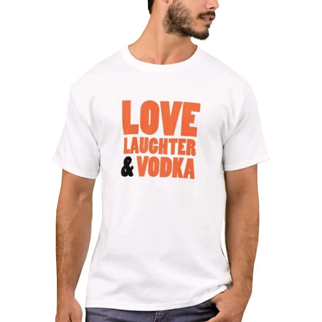 Nutcase Designer Round Neck Men's T-Shirt Wrinkle-Free Poly Cotton Tees - Live Laughter and Vodka