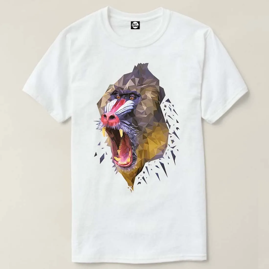 Nutcase Designer Round Neck Men's T-Shirt Wrinkle-Free Poly Cotton Tees - Wild Baboon