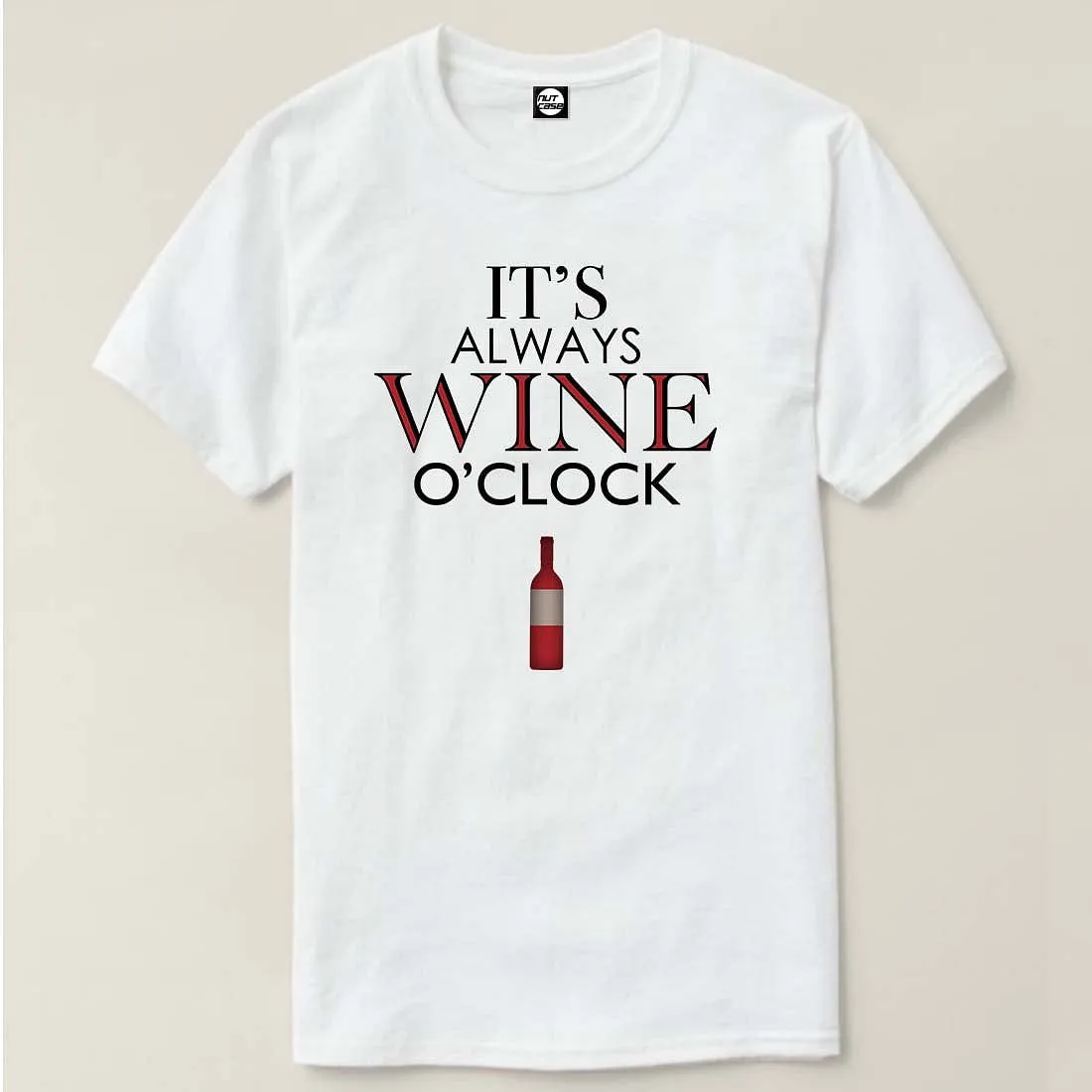 Nutcase Designer Round Neck Men's T-Shirt Wrinkle-Free Poly Cotton Tees - Wine On Clock