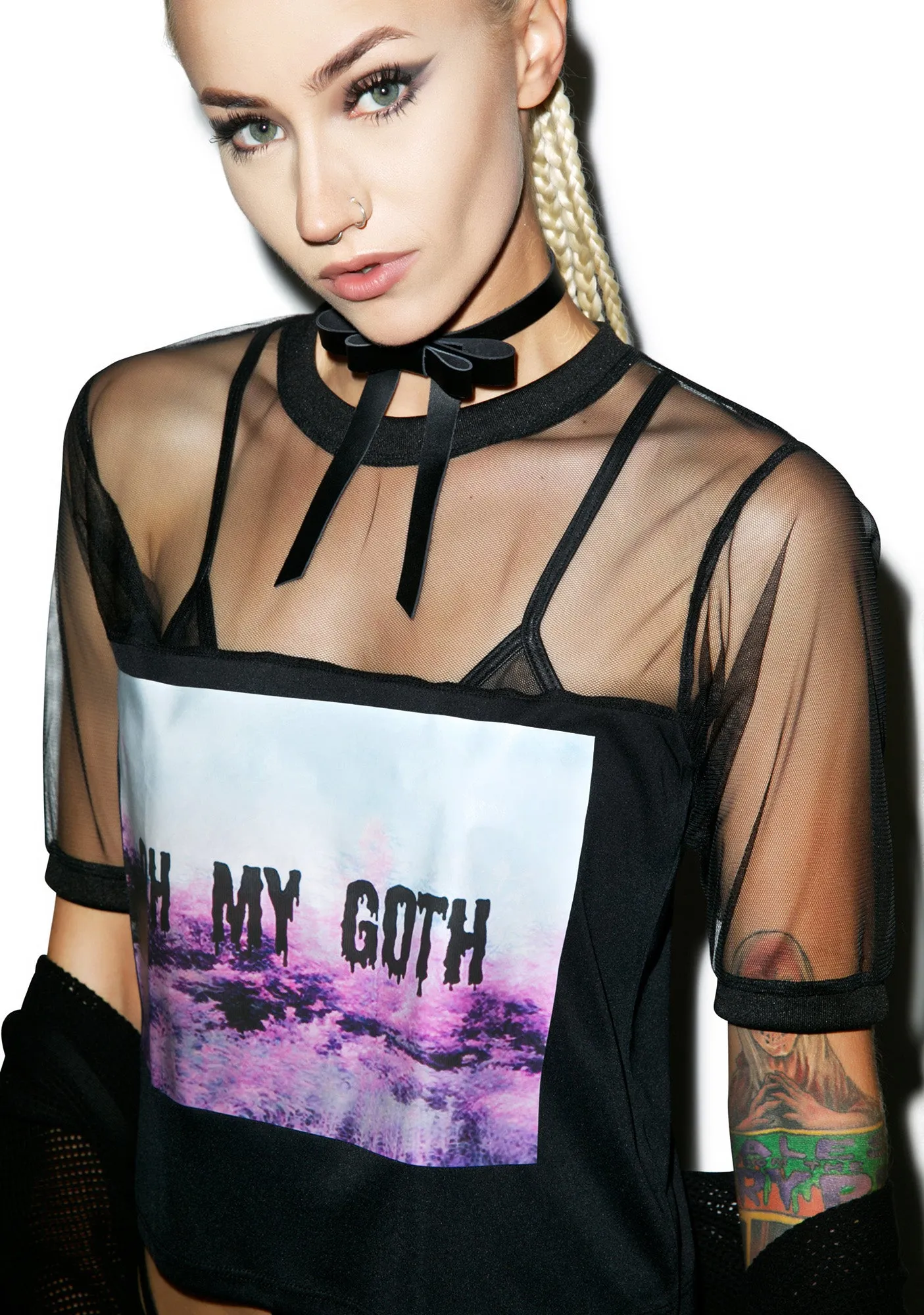 Oh My Goth Mesh Crop Top