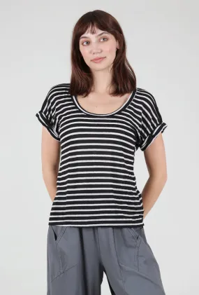 Open-Neck Baby Dolman Roll Cuff, Black/White