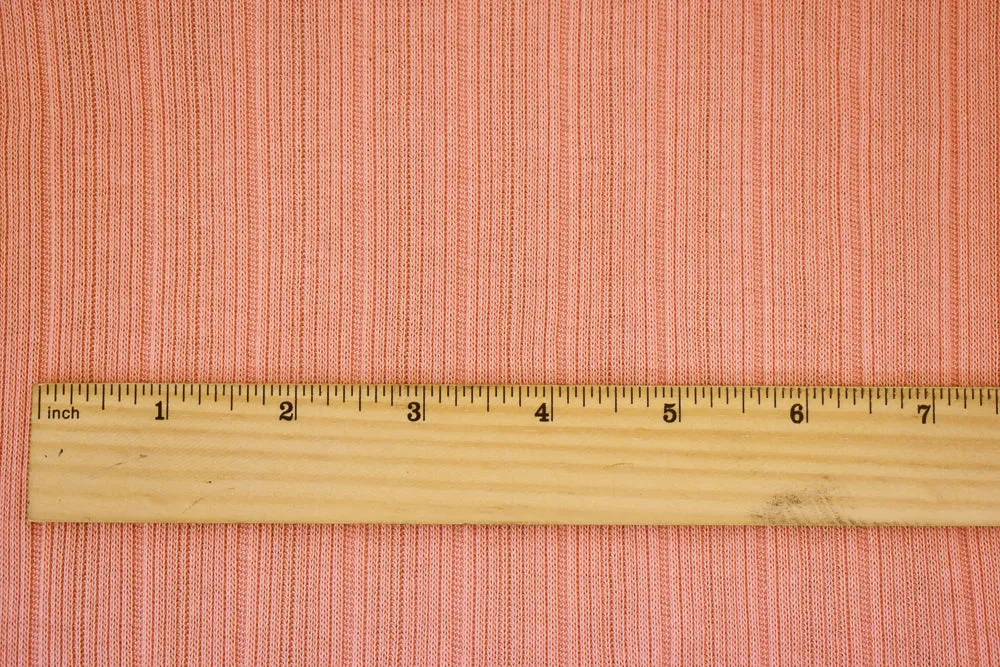 Orange Rayon-Poly Spandex Stretch Multi Rib Knit Fabric