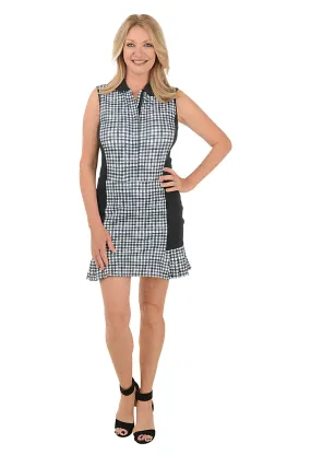 Painted Gingham Pique Sleeveless Dress