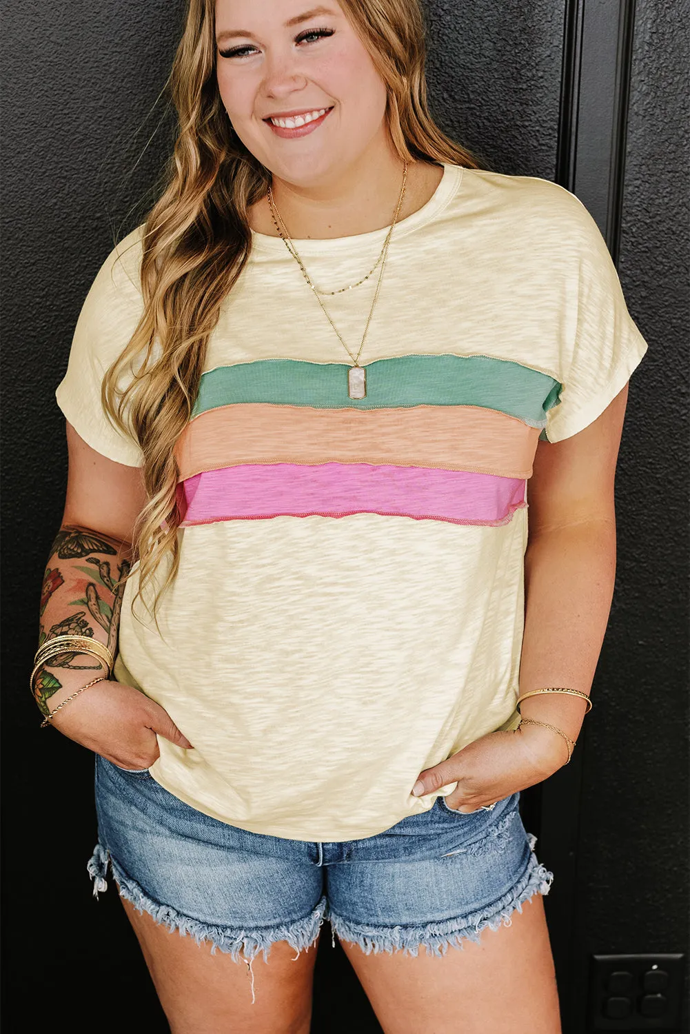 Patchwork Plus Size T Shirt